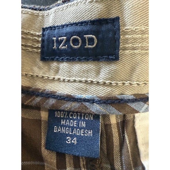 IZOD PLAID FLAT FRONT CHINO SHORTS MENS SIZE 34 - Picture 5 of 14